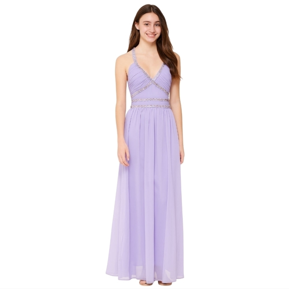 Cache Beautiful Purple Floor Length Rhinestoned Prom / Pageant Dress Size 12